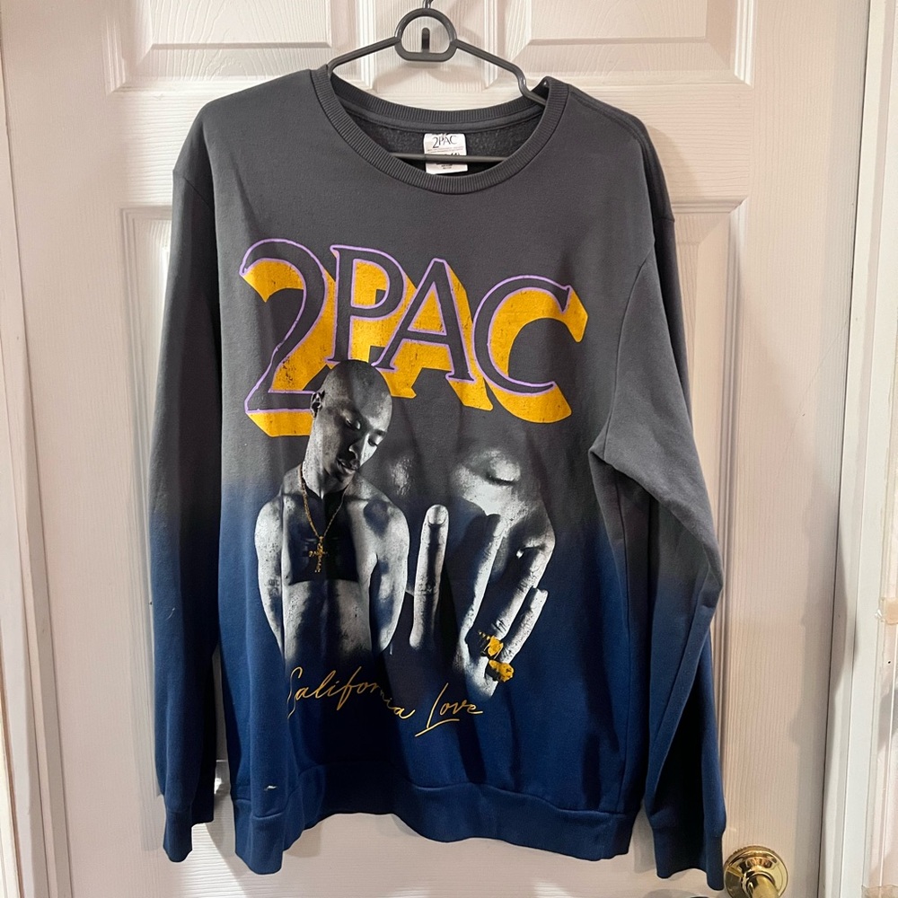 Black and Blue Crewneck Sweater 2PAC Graphic